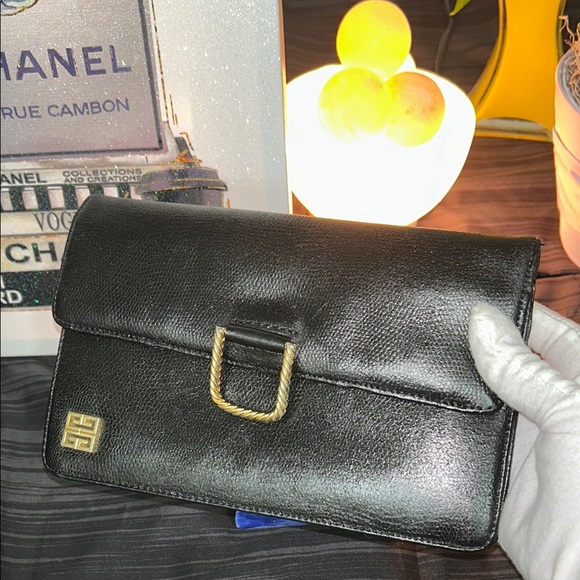 Givenchy Black Leather Clutch with Gold Hardware - Picture 14 of 17